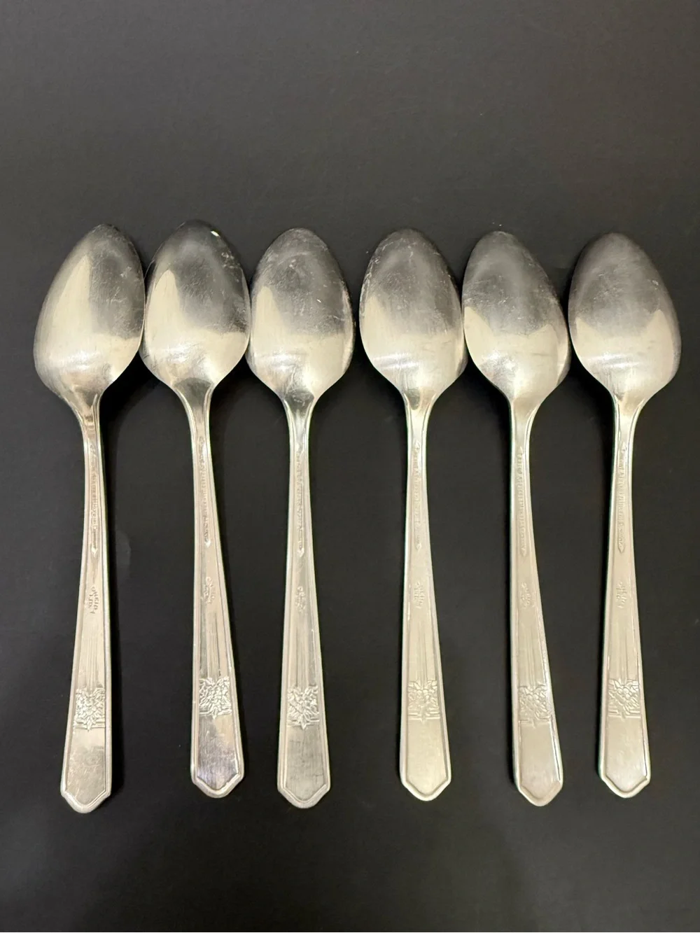 6pc Vintage ONEIDA Simeon & George Rogers Co. Silver Rose Silver-plate Teaspoon